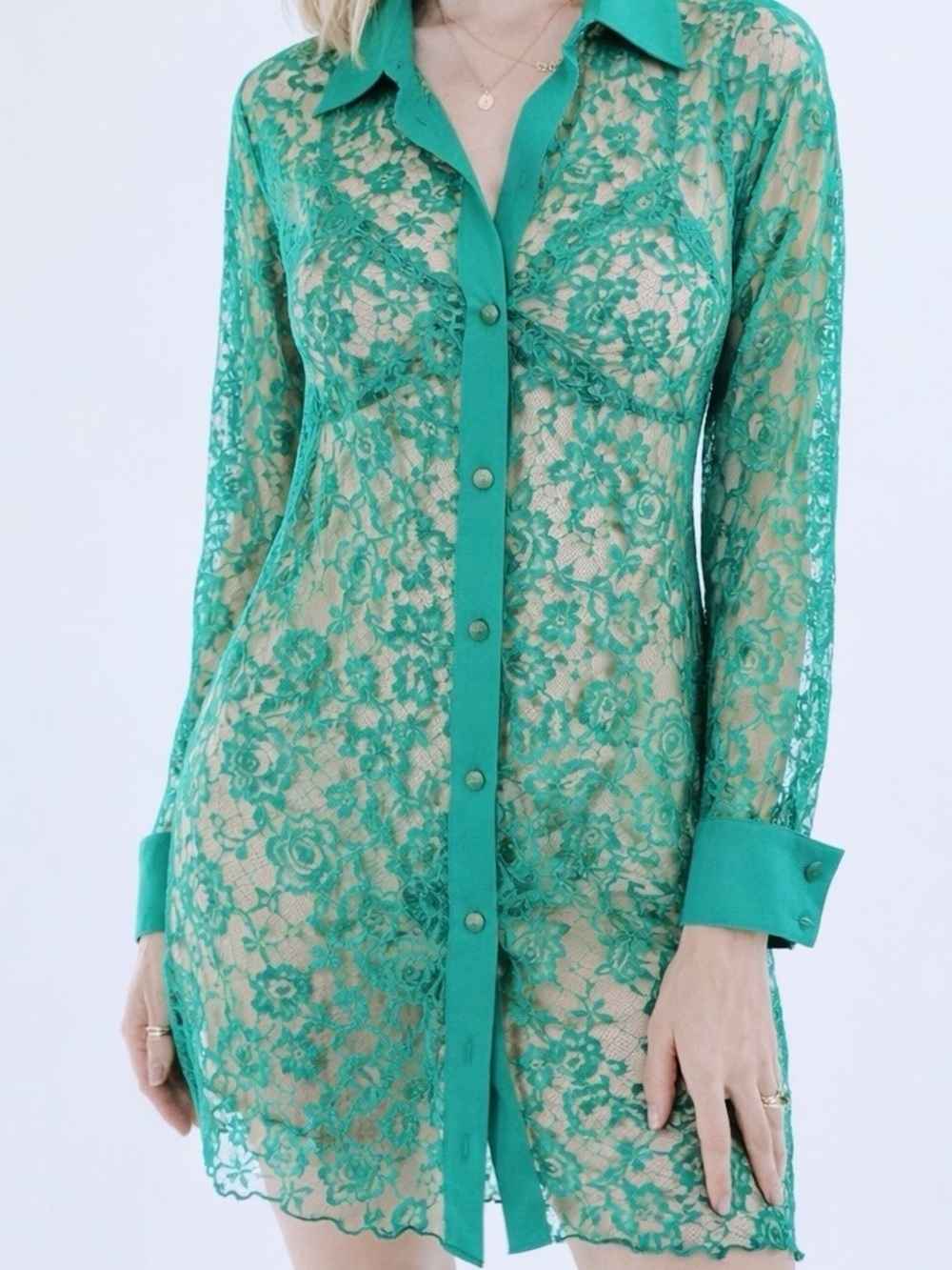 Victoria’s Secret Gold Label Teal Turquoise Lace Night Gown Intimate Size Small